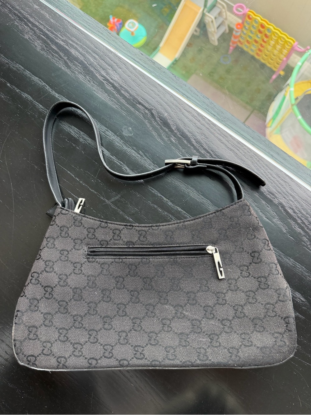 Vintage Gucci Black Signature GG Monogram Shoulder Bag, Canvas & Leather 🖤